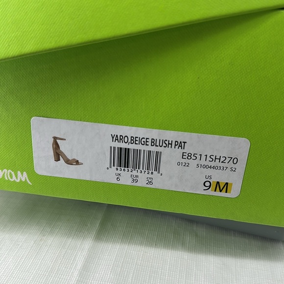 Sam Edelman Shoes Wm 9 M Yaro Beige Blush Patent Leather Block Heel Sandals - Picture 2 of 11